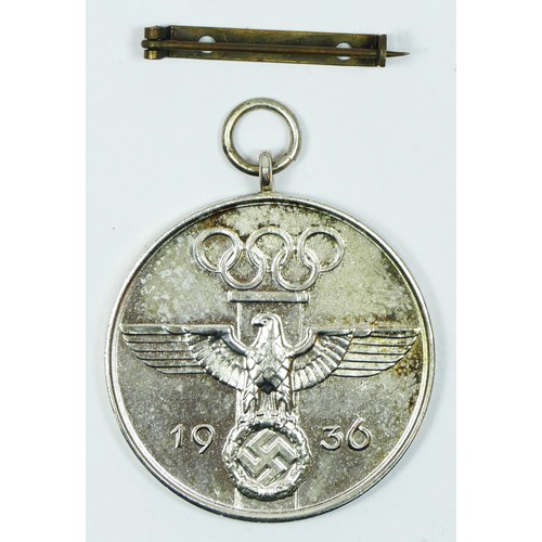 455 - 1936 Berlin Olympic Games Commemorative Merit medal, obverse with Olympic rings, spread eagle and 19... 