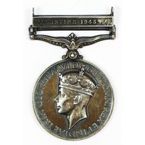 A WWII General Service Medal with Palestine 1945-48 bar, awarded ...