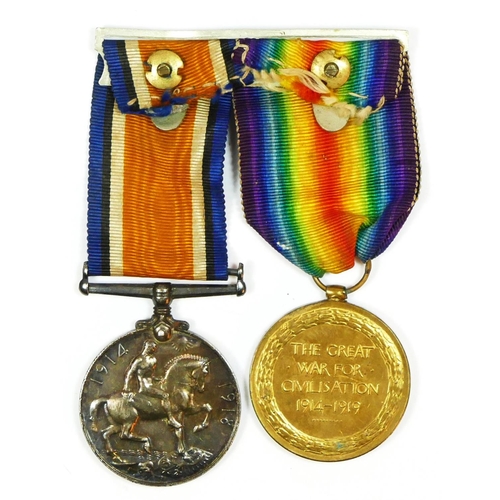 461 - WWI pair, Victory and War, awarded to 2689 Pte. G.H. Blackmore, Devon Regiment