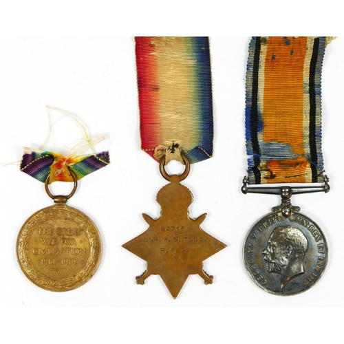 462 - WWI, trio, 1914-15 Star, Victory, and War, awarded to 82716 Gnr W.G. Todd R.G.A. - R.A.