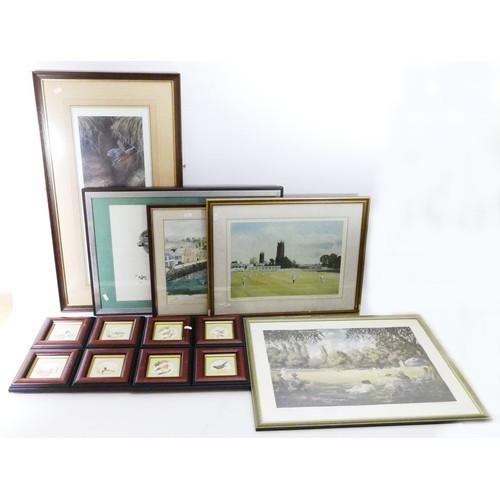 219 - A large selection of framed pictures, to include limited edition prints, watercolours and oils
