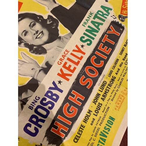 233 - High Society (1956) film poster, starring Frank Sinatra, Grace Kelly and Bing Crosby, folded and rol... 