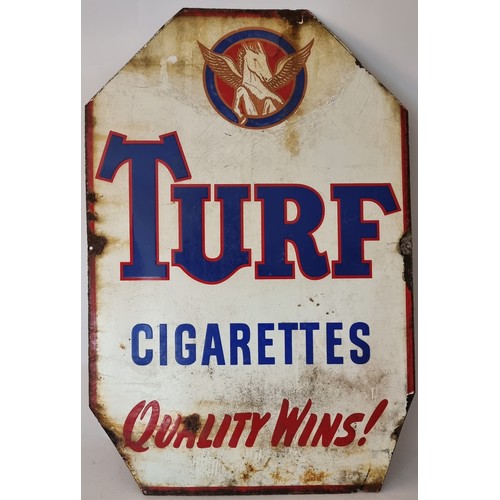 351A - Turf Cigarettes, a single side vitreous enamel advertising sign, dated 1954, cut corners, 76 x 51cm.