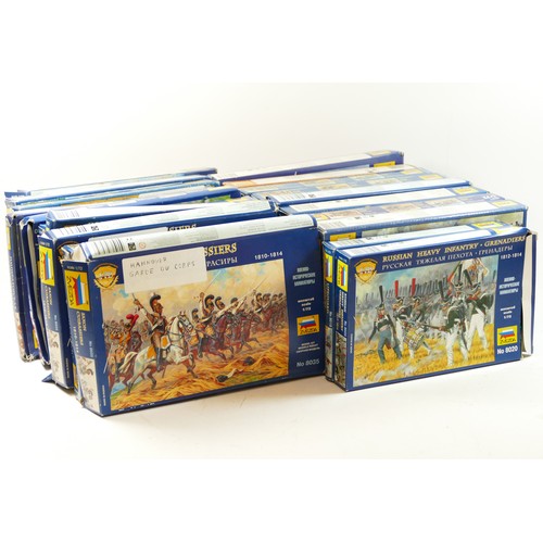 502 - Twenty model kits, by Zvezda, infantry, 1:72 scale, to include Saxon Cuirassiers (8035), French Impe... 