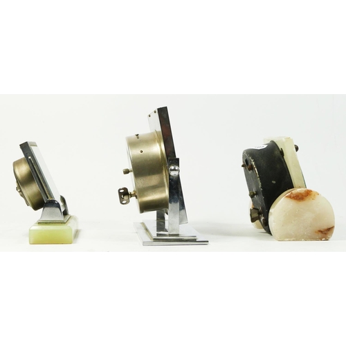 An Art Deco chrome desk clock, oblong dial bearing Arabic numerals