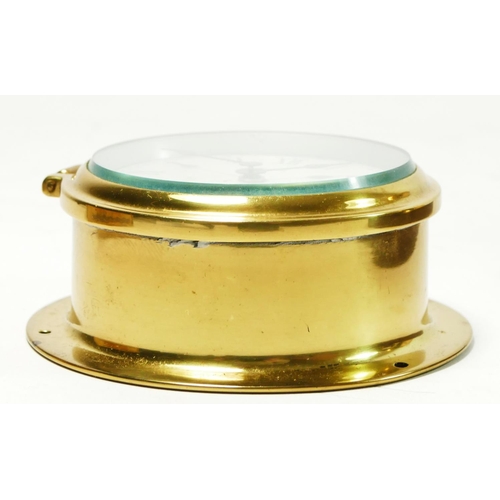 A brass bulkhead ships clock 'Admiralty', silvered dial, 8 day movement