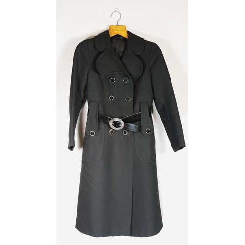 111 - A suede and woollen brown jacket, size 40inch chest and 'Bickler' design, black wool trench coat wit... 