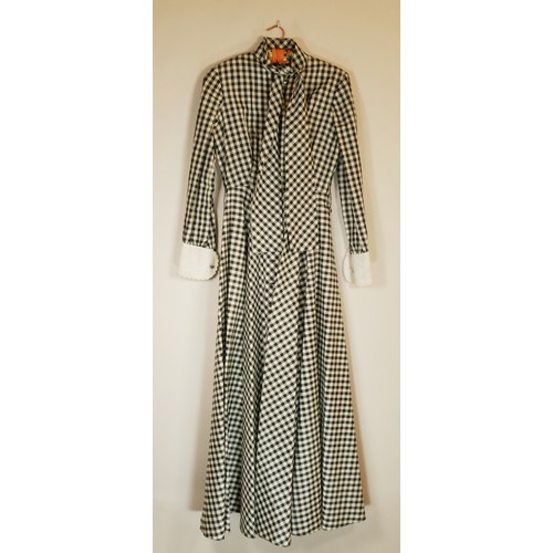 127 - Susan Small, long shirt dress, black and white gingham check, size 12.