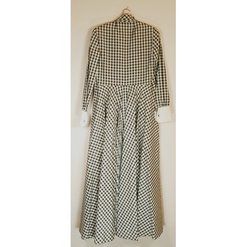 127 - Susan Small, long shirt dress, black and white gingham check, size 12.