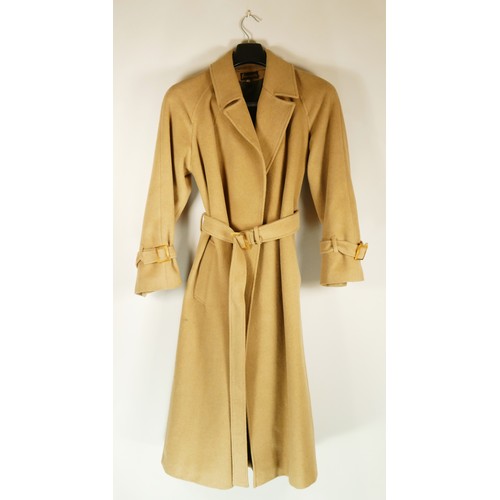 129 - Windsmoor Feminella design, cashmere and lambswool belted camel wool trench coat with belted cuffs, ... 