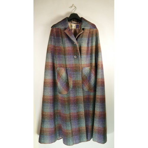 132 - A 'Rodex' red and blue colour tweed cape, size 34