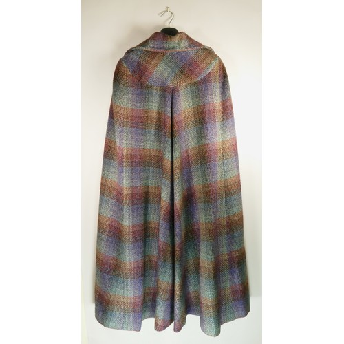 132 - A 'Rodex' red and blue colour tweed cape, size 34