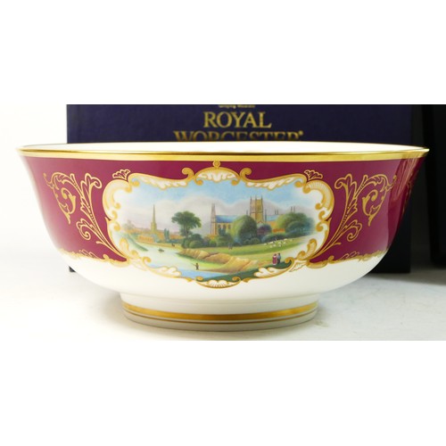 79 - A Royal Worcester flight bowl Ltd edition 129/250, 26cm diameter (boxed) together with a blush ivory... 