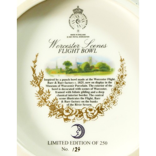 79 - A Royal Worcester flight bowl Ltd edition 129/250, 26cm diameter (boxed) together with a blush ivory... 