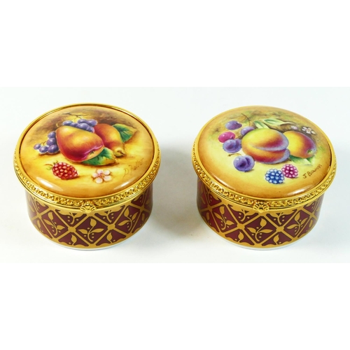 163 - Two Royal Worcester circular trinket pots from the Connoisseur Collection, to include Painted Fruits... 