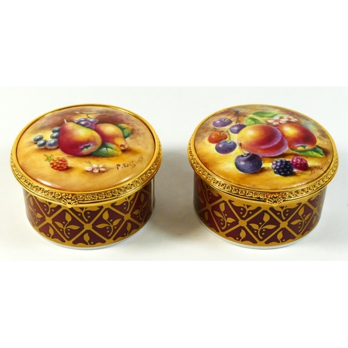 164 - Two Royal Worcester circular trinket pots from the Connoisseur Collection, to include Painted Fruits... 