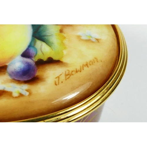 165 - Three Royal Worcester oval trinket pots from the Connoisseur Collection, to include Painted Fruits S... 