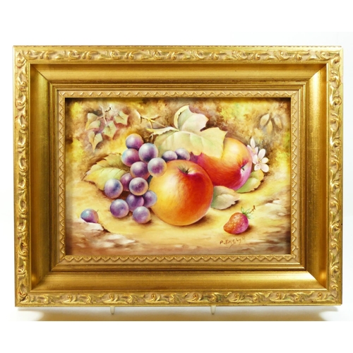 176 - A Royal Worcester rectangular ceramic plaque, Hand Painted Fruit Study, artist signed by P.English, ... 