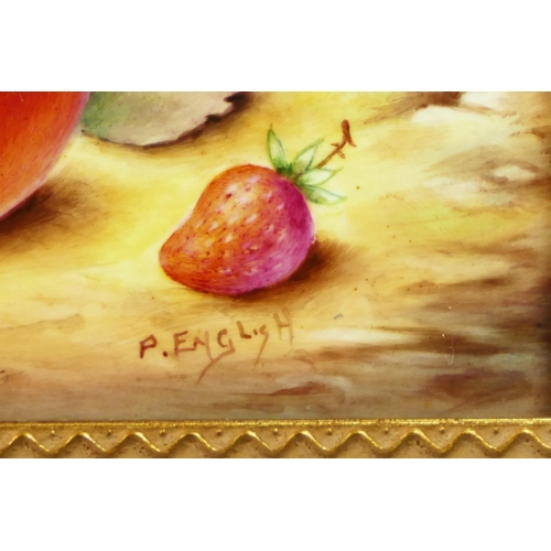 176 - A Royal Worcester rectangular ceramic plaque, Hand Painted Fruit Study, artist signed by P.English, ... 