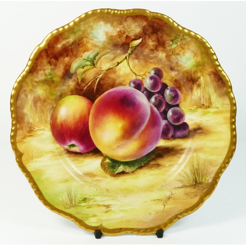 177 - A Royal Worcester plate, Hand Painted Fruit Study, stamped HEE.TB., artist signed by S.Wood, 20cm, i... 