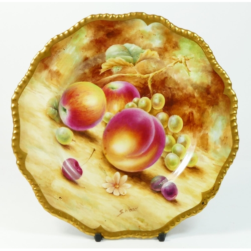 180 - A Royal Worcester plate, Hand Painted Fruit Study, stamped E1.BT, artist signed by S.Wood, 20cm, inc... 