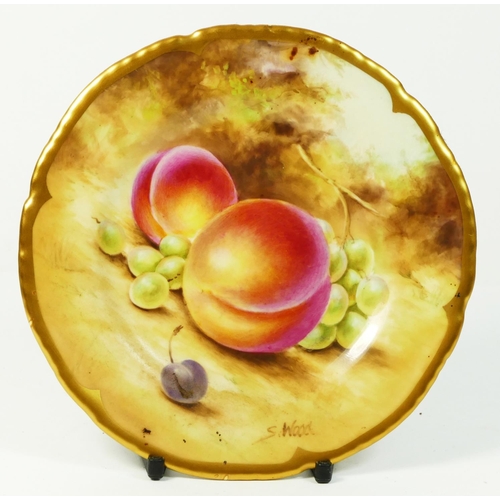 183 - A Royal Worcester plate, Hand Painted Fruit Study, stamped EB.BL., artist signed by S.Wood, 15cm, in... 