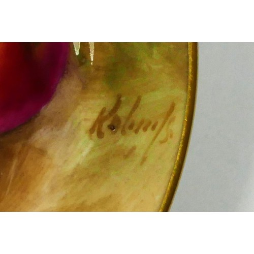 187 - A Royal Worcester saucer, Painted Fruits, signed by artist, C.Bowen, 15.5cm, together with two Royal... 