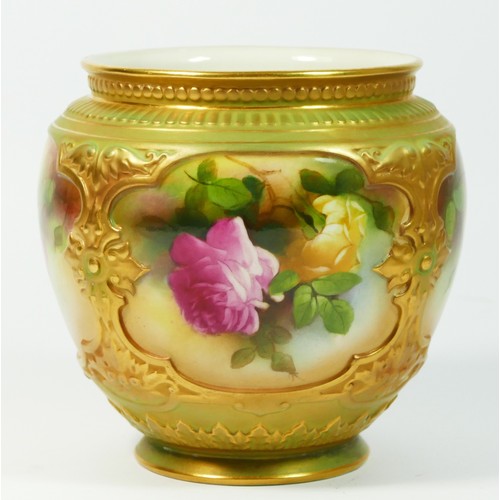 189 - A Royal Worcester vase, c.1910, hand painted florals with gilt decoration, stamped on base 171 H 105... 