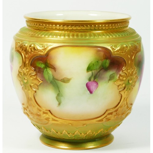 189 - A Royal Worcester vase, c.1910, hand painted florals with gilt decoration, stamped on base 171 H 105... 