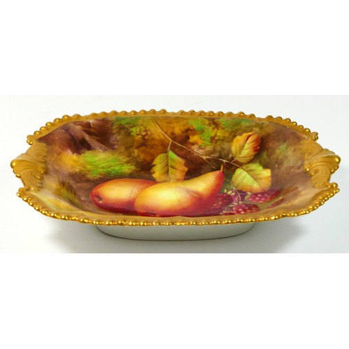 194 - A Royal Worcester dish, Painted Fruits, signed by artist, H.H.Prince, c.1940, stamped on base W5, 18... 