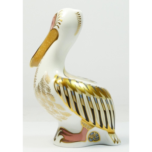 201 - A Royal Crown Derby paperweight, White Pelican, limited edition, No 2466 of 500, gold stopper, 9cm x... 