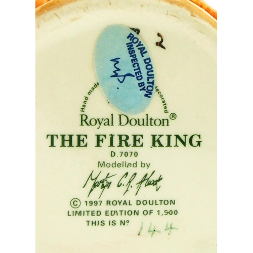 215 - Two Royal Doulton toby jugs, to include The Fire King, stamped D.7070, limited edition No 144 of 150... 