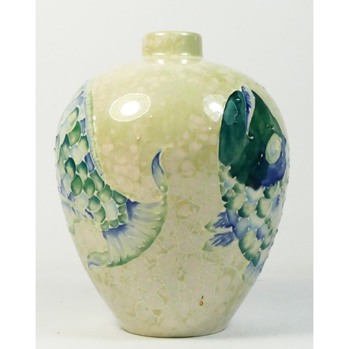 220 - A Moorland vase, signed L B Moorcroft, Moorland, Chelsea Work Burslem, 199, 15cm tall, boxed