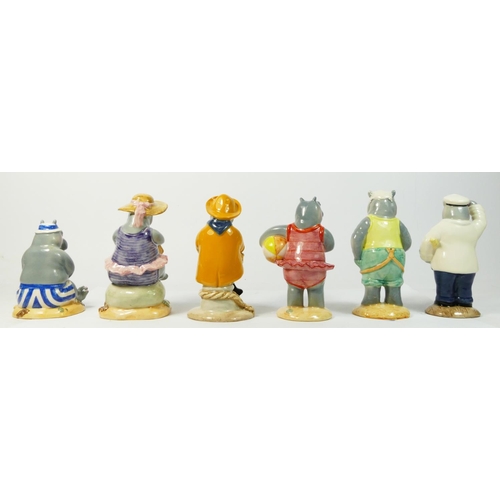 218 - Six John Beswick ceramic figures, from the Hippos On Holiday collection, to include Hugo Hippo, HH6,... 