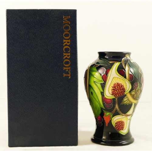 222 - A Moorcroft baluster vase, Queen's Choice, c.2000, signed on base by artist, Emma Bossons, 16cm, box... 