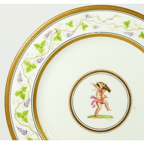 239 - A Wedgwood porcelain lobed dish, late 19th/early 20th century, pattern X7447, decorated with cherub ... 