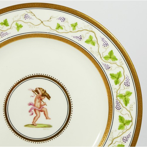 239 - A Wedgwood porcelain lobed dish, late 19th/early 20th century, pattern X7447, decorated with cherub ... 