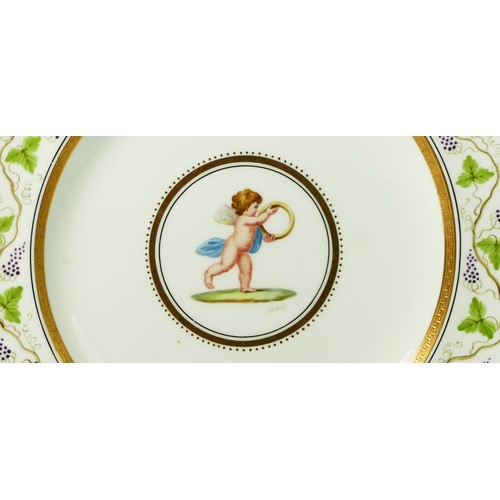 242 - A Wedgwood porcelain leaf dish, late 19th/early 20th century, pattern X7447, decorated with cherub w... 