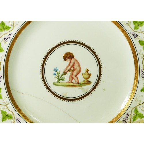 243 - A Wedgwood porcelain lobed dish, late 19th/early 20th century, pattern X7447, decorated with cherub ... 