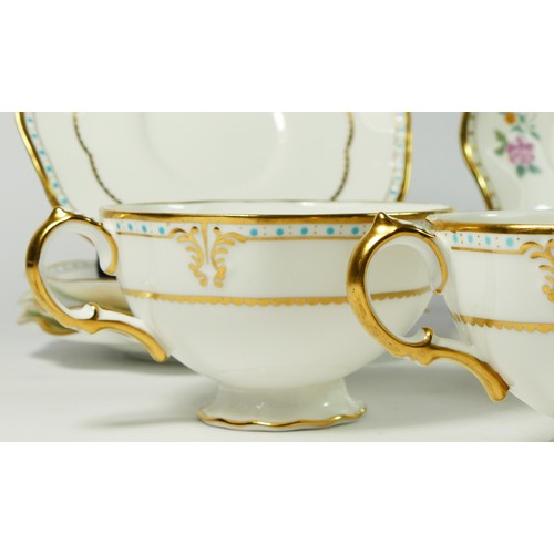 206 - A pair of Royal Crown Derby 'Royal Antoinette' trio sets, pattern A.1225,  together with a pair of R... 