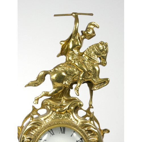 294 - An early 20th century Ormolu style mantel clock, scroll and floral decorated gilt metal case, white ... 