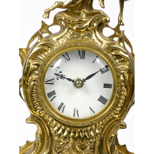 294 - An early 20th century Ormolu style mantel clock, scroll and floral decorated gilt metal case, white ... 