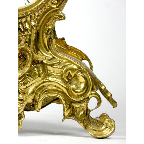 294 - An early 20th century Ormolu style mantel clock, scroll and floral decorated gilt metal case, white ... 