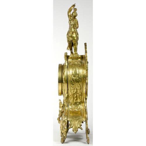 294 - An early 20th century Ormolu style mantel clock, scroll and floral decorated gilt metal case, white ... 