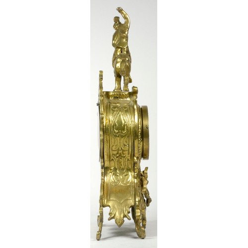 294 - An early 20th century Ormolu style mantel clock, scroll and floral decorated gilt metal case, white ... 