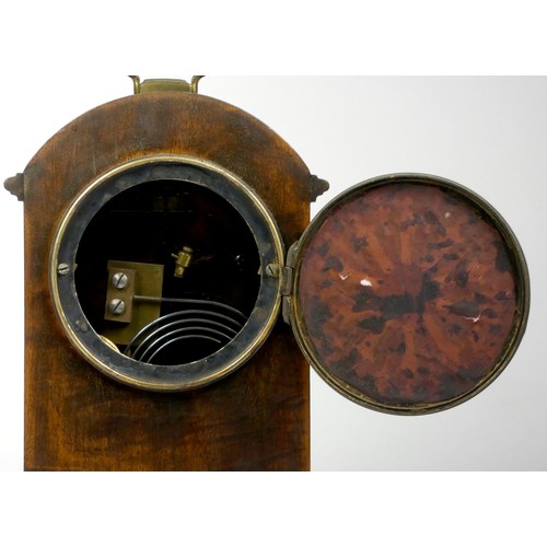 300 - An Edwardian mahogany mantel clock, the white enamelled dial with Roman numerals and brass bezel, ha... 