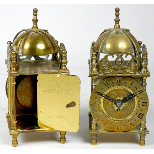 304 - A pair of Smiths mid 20th century lantern clocks, the brass case housing manual wind eight day movem... 