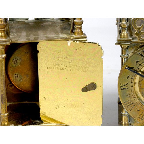 304 - A pair of Smiths mid 20th century lantern clocks, the brass case housing manual wind eight day movem... 