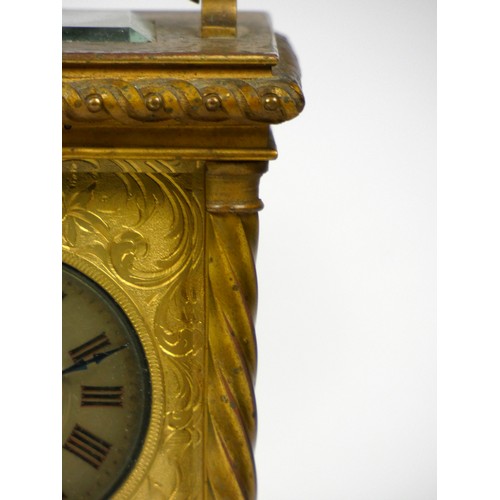 311 - A French lacquered brass carriage clock, early 20th century, eight day movement stamped Made In Fran... 