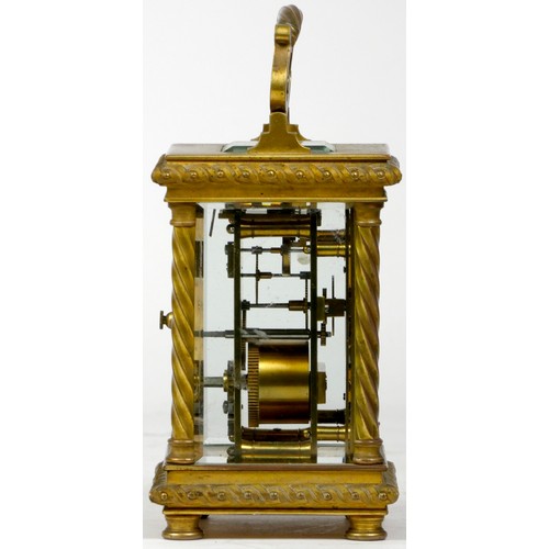 311 - A French lacquered brass carriage clock, early 20th century, eight day movement stamped Made In Fran... 